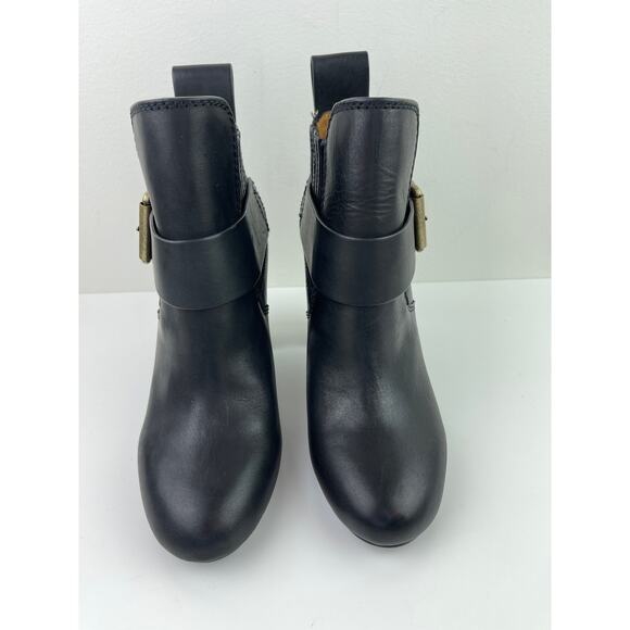 SEE By CHLOE Black Cappa Ankle Block Heel Booties Boots Buckle Leather 37 NEW - Picture 5 of 10